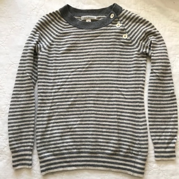 Gap Gray Stripe Cashmere Blend Sweater - Picture 1 of 3